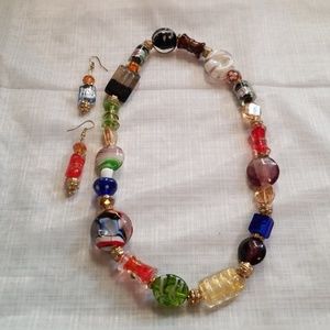 Handmade all GLASS necklace and earrings